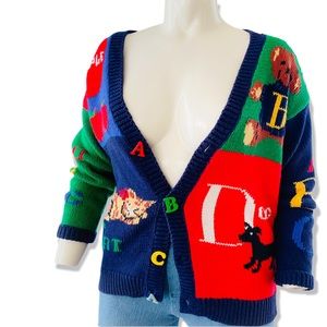 Vintage PBJ Artistic “Teacher” Sweater Cardigan